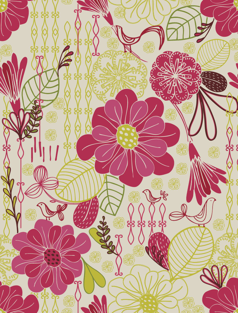 free vector Free Retro Floral Pattern Seamless Background Vector